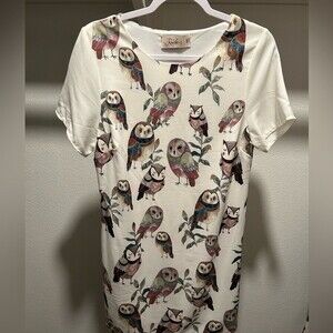 Ruche Owl Print Mini Dress
